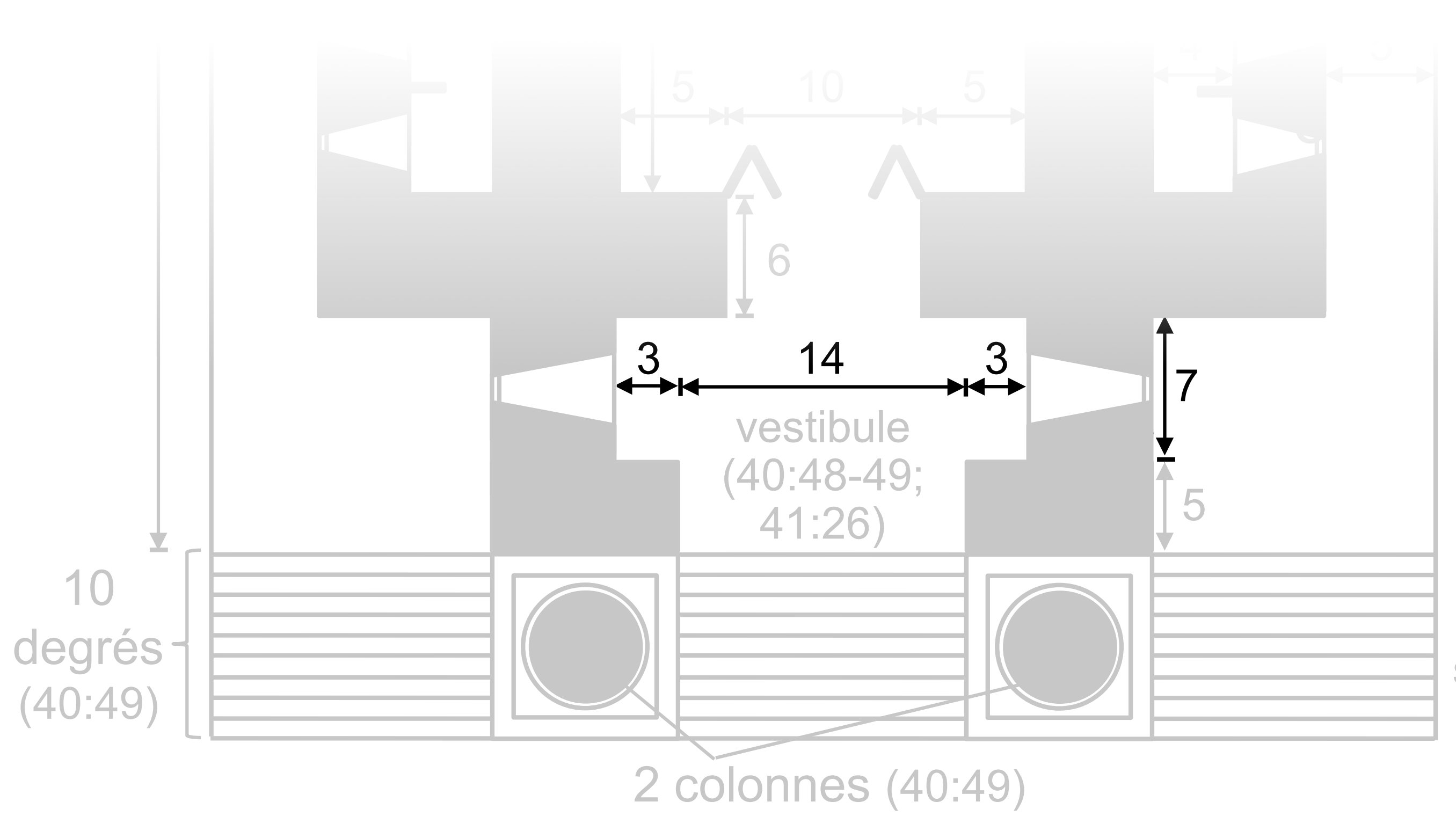 plan avec dimension de l'entrée du temple